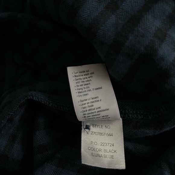 PAIGE flannel black Luna blue plaid button down long sleeve small like new - Picture 7 of 8